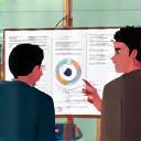 Two people discussing a learning plan.