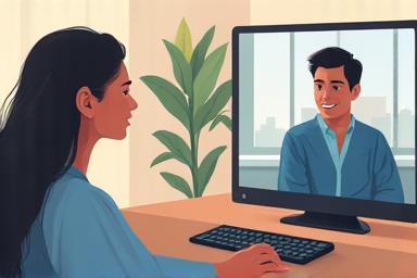 Tutor assisting a student online.